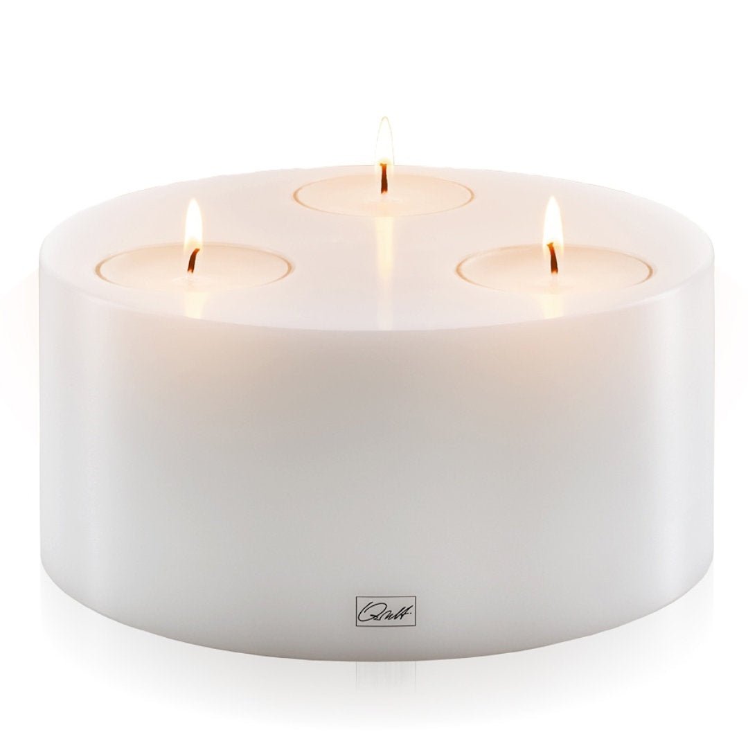 Qult Triple Wick Tealight Candle Holder | White Pillar 20x9cm - Suzie Anderson Home