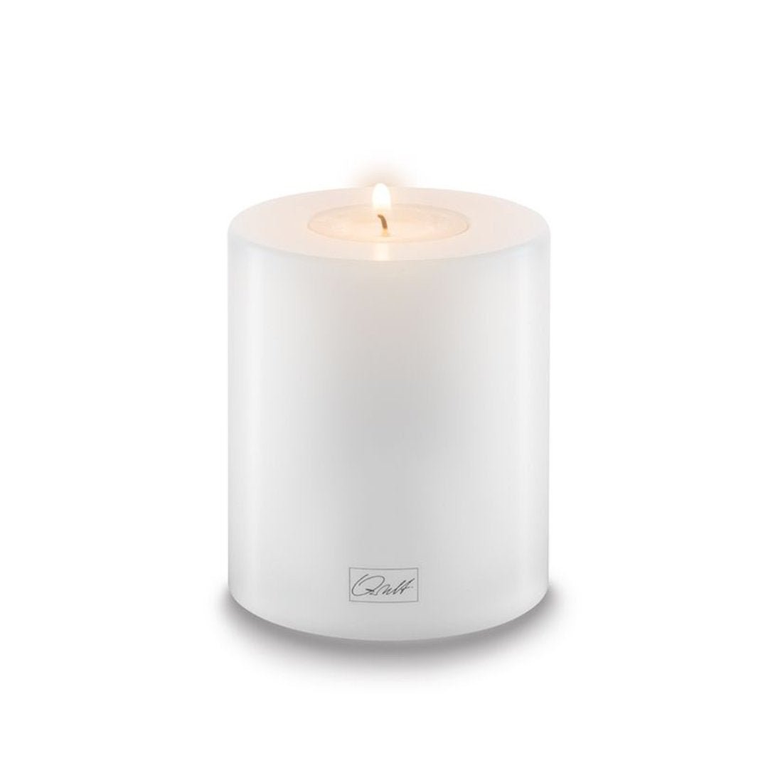 Qult White Pillar Candleholder | 8cm Diameter (3 Sizes Available) - Suzie Anderson Home