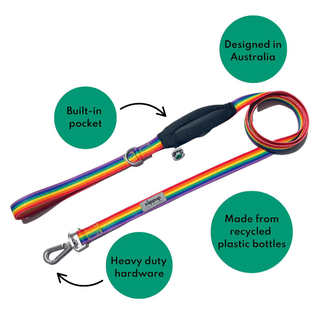 Ziippup  | Rainbow Dog Lead with Built in Pocket (BOWRAL)