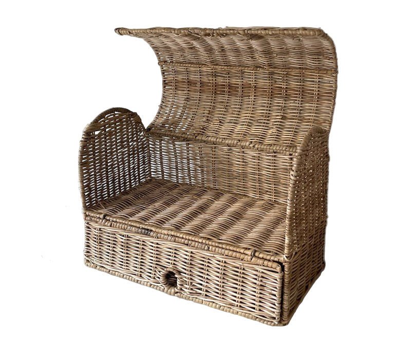 Rattan Bread Basket | Aged Grey | Large | 2 Compartments - Suzie Anderson Home