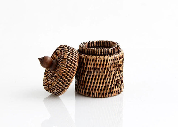 Rattan Cotton Wool Holder | Antique - Suzie Anderson Home