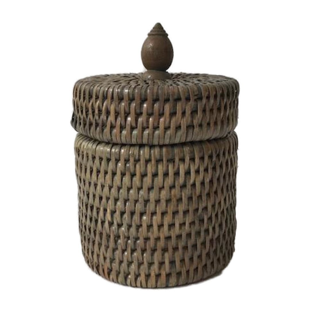Rattan Cotton Wool Holder | Old Grey - Suzie Anderson Home