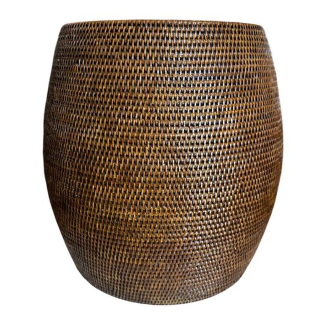 Rattan Drum Side Table | Antique Brown - Suzie Anderson Home