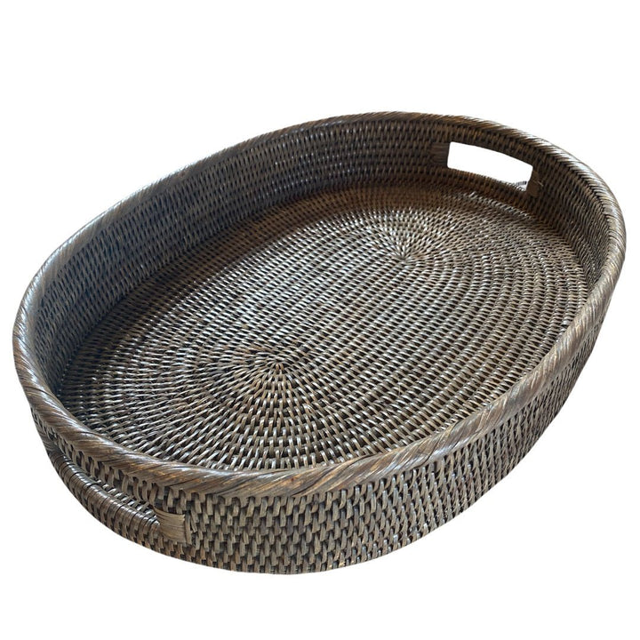 Rattan Oval Tray | Old Grey - Suzie Anderson Home