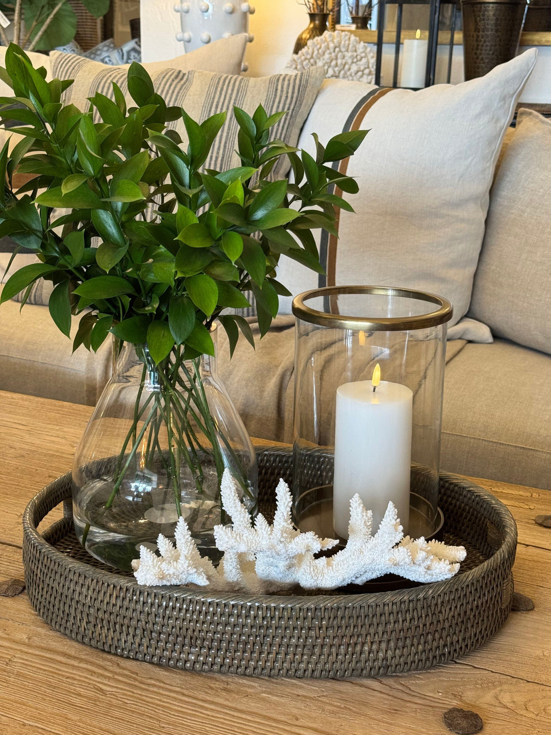 Rattan Oval Tray | Old Grey - Suzie Anderson Home