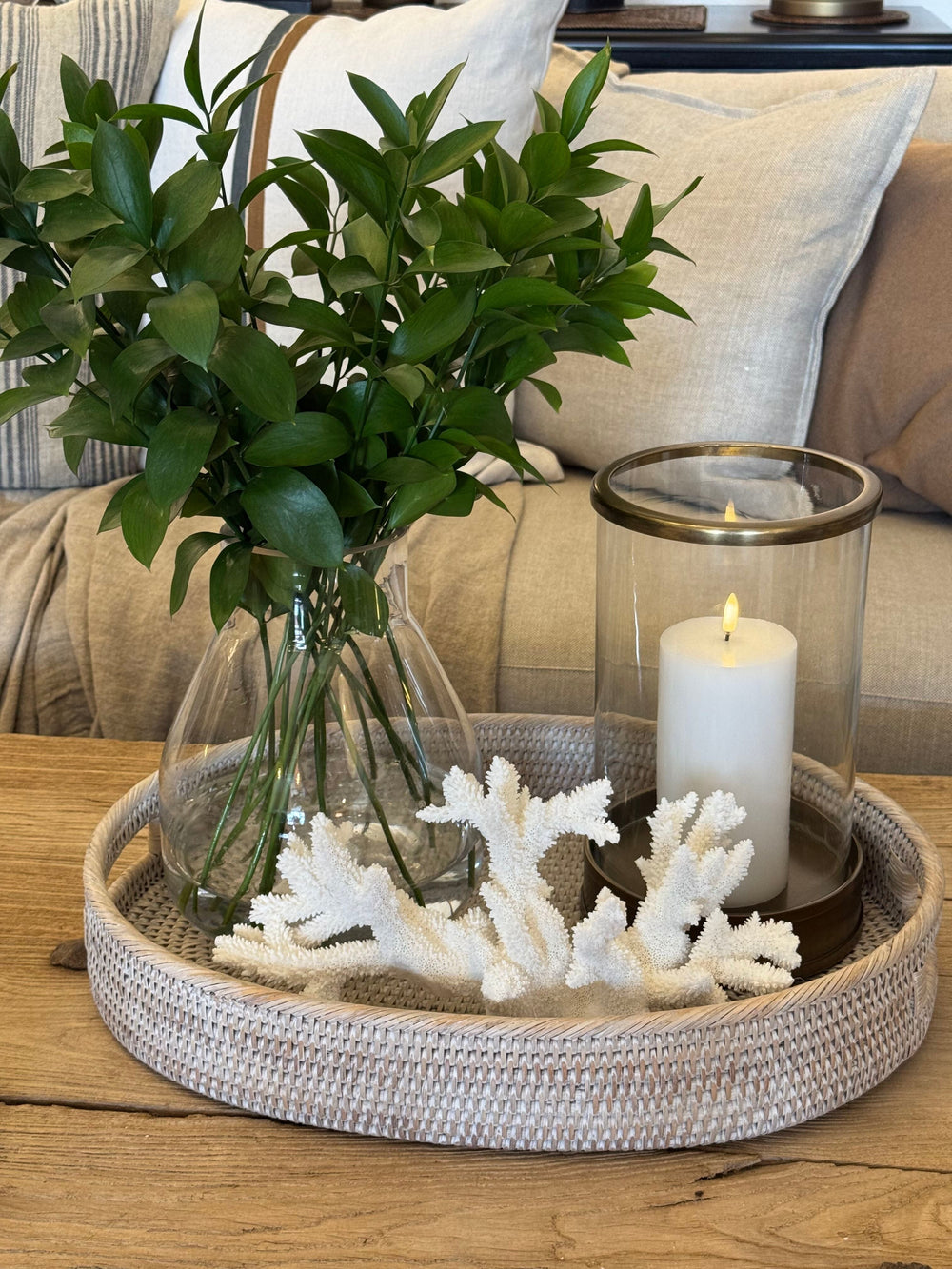 Rattan Oval Tray | White Wash - Suzie Anderson Home
