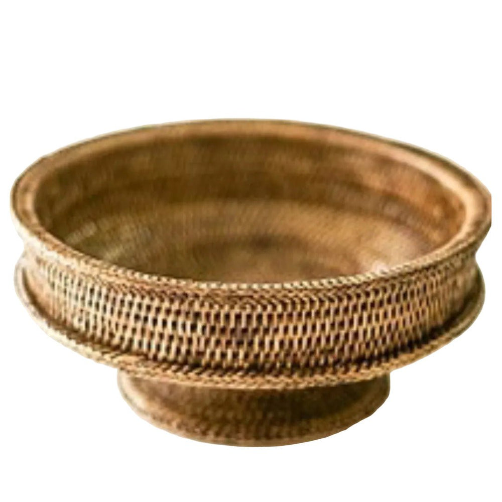 Rattan Pedestal Large Bowl | Antique - Suzie Anderson Home