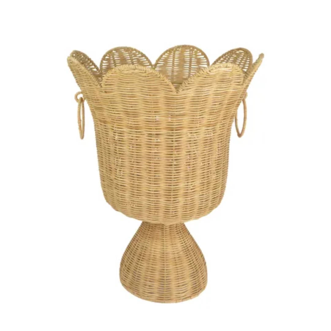 Petit Petit Rattan Scallop Top Urn | 52cmH