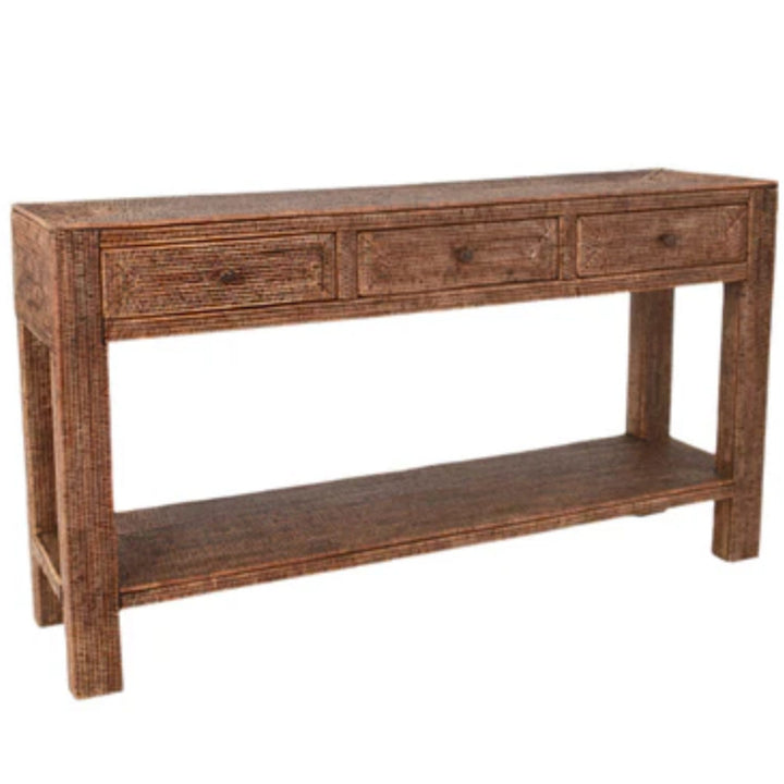 Rattan Console Table with Drawers | Brown