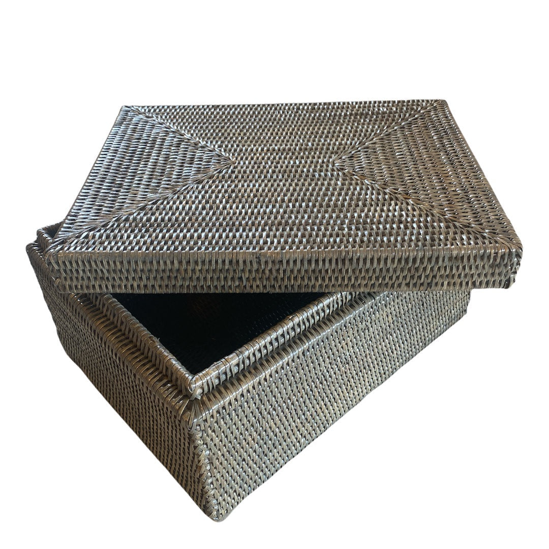 Rectangular Rattan Box with Lid | Old Grey-Suzie Anderson Home