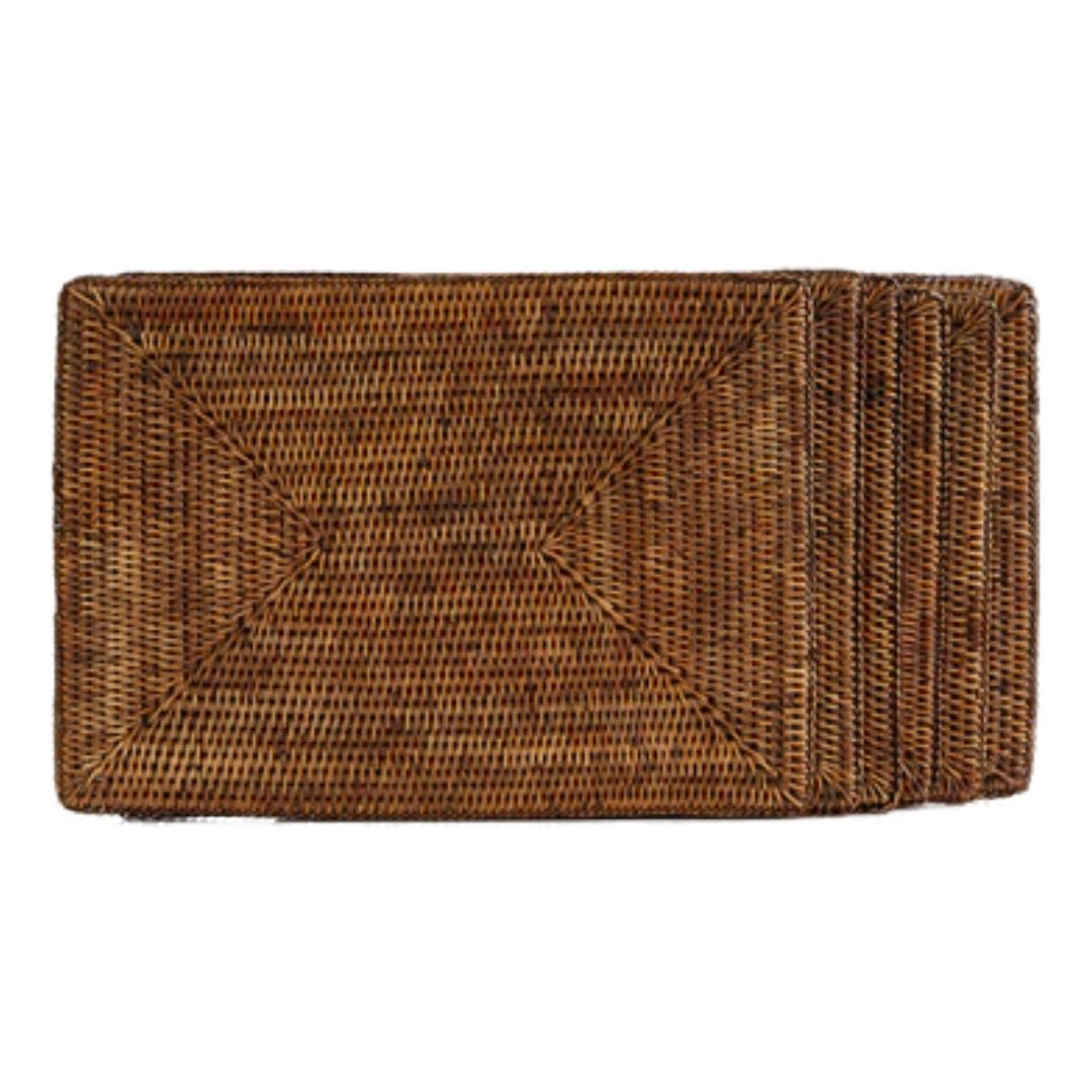 Rectangular Rattan Placemat | Antique Brown - Suzie Anderson Home