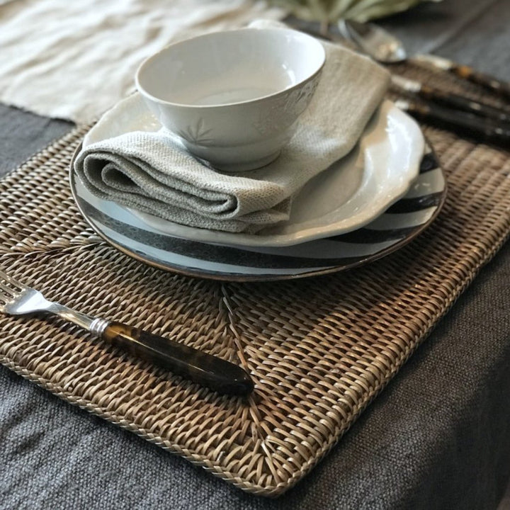 Rectangular Rattan Placemat | Old Grey - Suzie Anderson Home