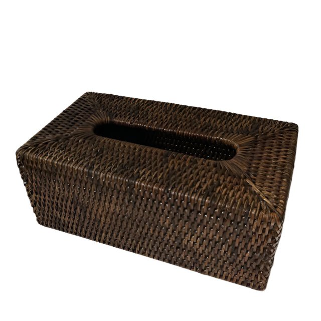 Rectangular Rattan Tissue Box | Antique Brown - Suzie Anderson Home