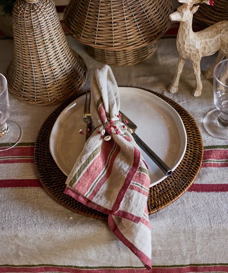 Red Selvedge Stripe Linen Napkin | SET OF 4 - Suzie Anderson Home