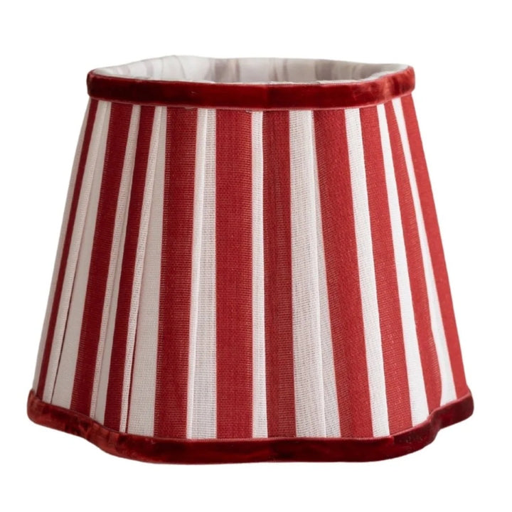 Red Stripe Scalloped Lamp Shade  - For Rechargeable Lamp Base Only
