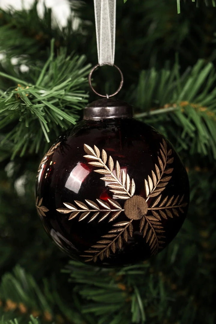 Amina Glass Red/Gold Bauble Ornament