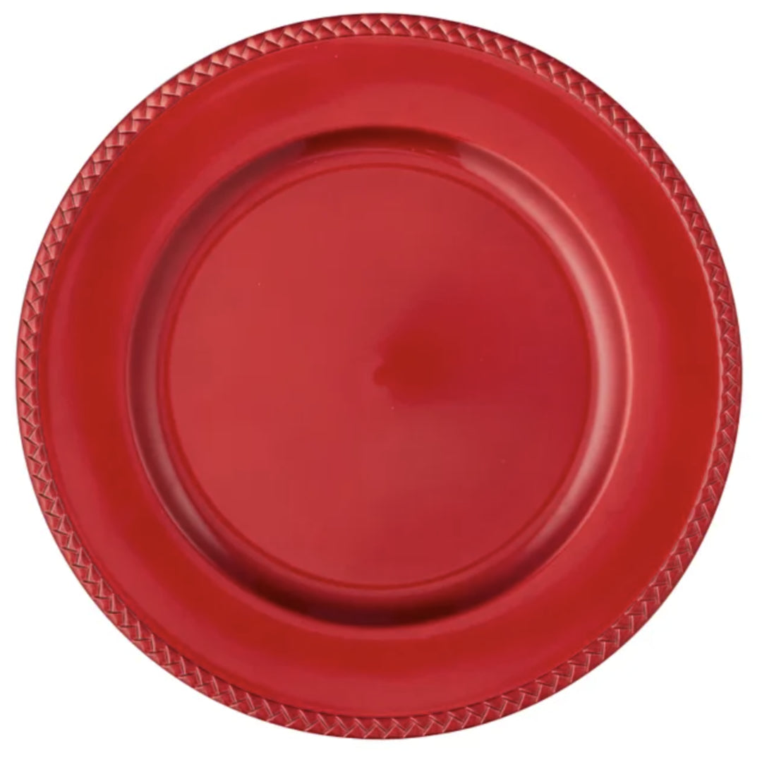 Red Fluted 33cm PE Charger Plate