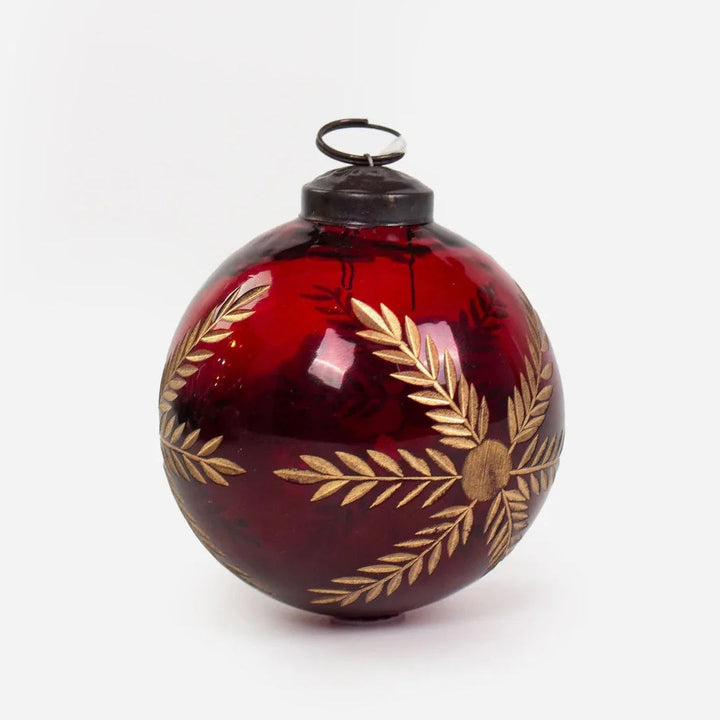Amina Glass Red/Gold Bauble Ornament