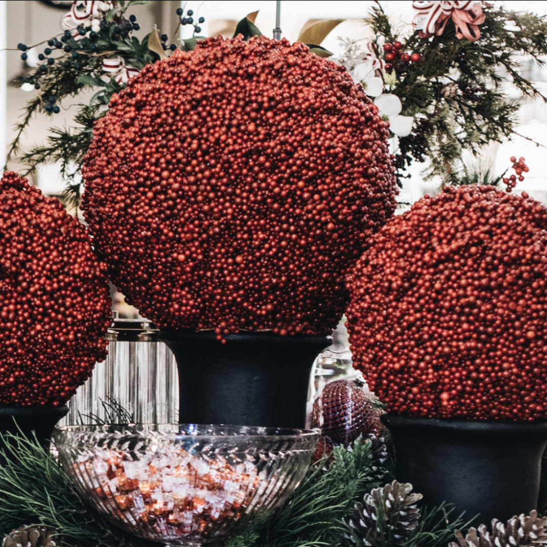 Red Berry Ball & Black Base | 81 cm