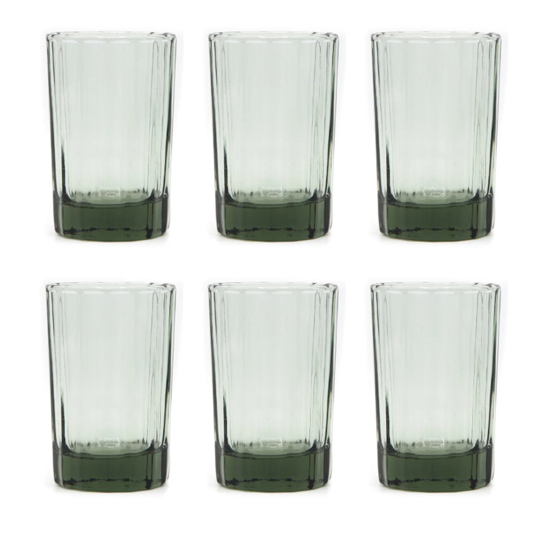 Reed Water Glass | Hand Pressed Recycled Glass | Smokey Green - Suzie Anderson Home
