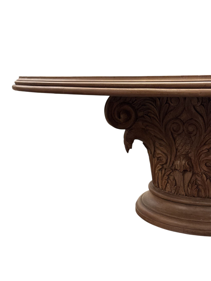Renaissance Round Pedestal Dining Table CUSTOM | Aged Mango Wood | Mud Grey | 200cm Diameter - Suzie Anderson Home