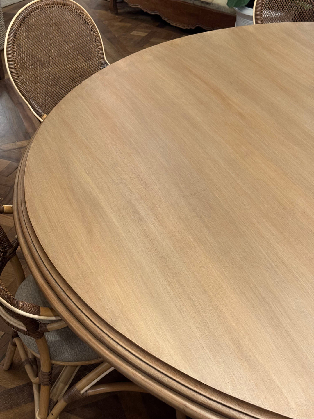 Renaissance Round Pedestal Dining Table CUSTOM | Aged Mango Wood | Mud Grey | 200cm Diameter - Suzie Anderson Home