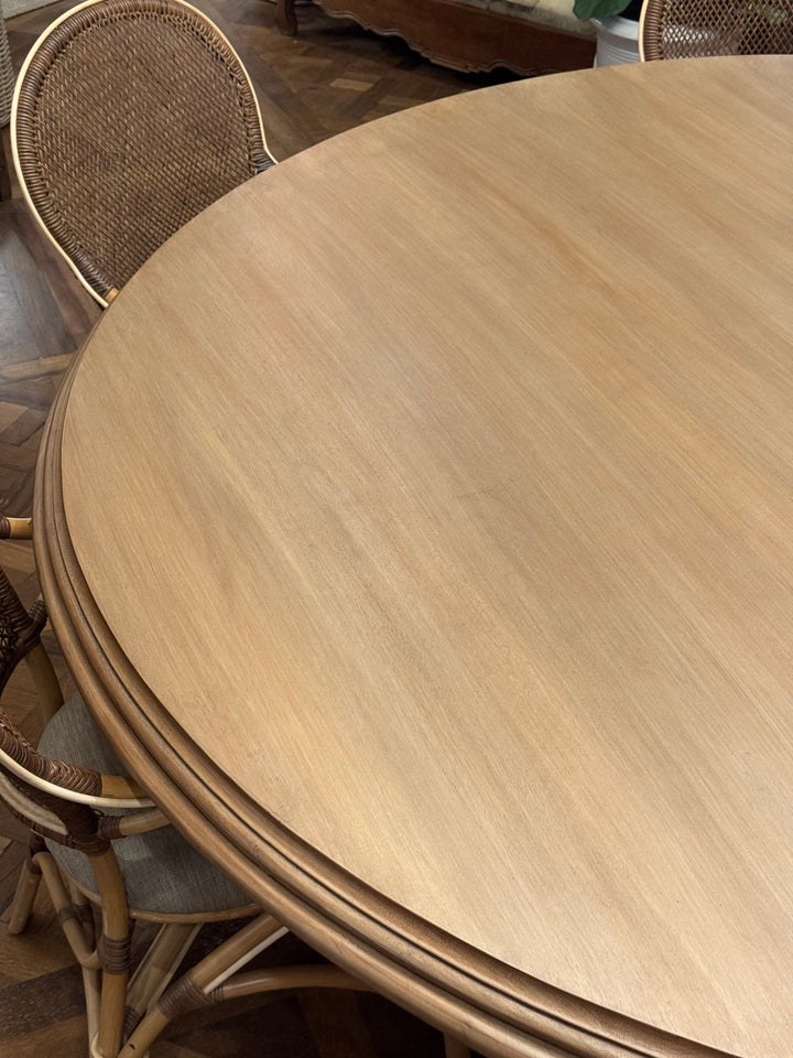 Renaissance Round Pedestal Dining Table CUSTOM | Aged Mango Wood | Mud Grey | 200cm Diameter - Suzie Anderson Home