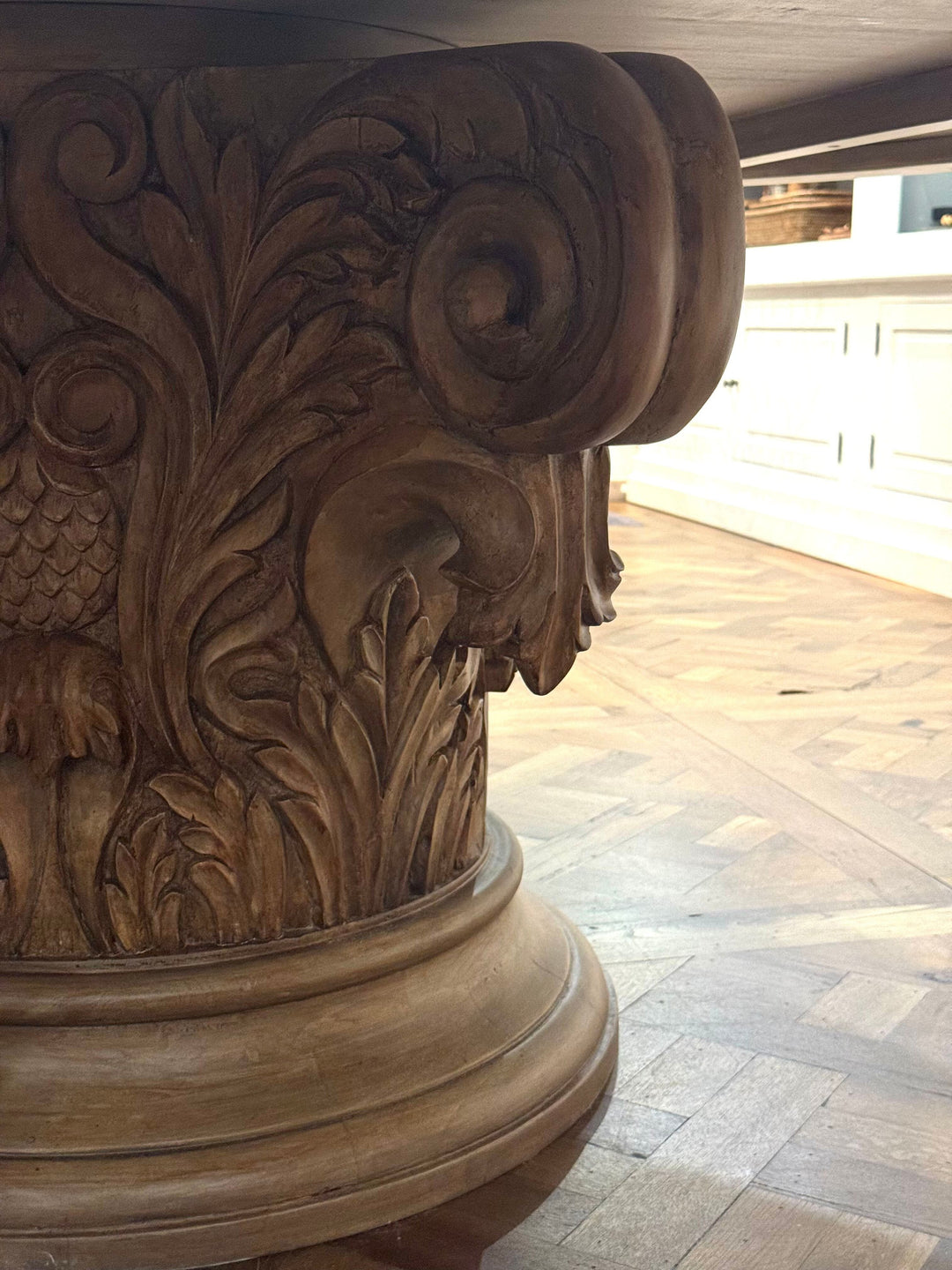Renaissance Round Pedestal Dining Table CUSTOM | Aged Mango Wood | Mud Grey | 200cm Diameter - Suzie Anderson Home