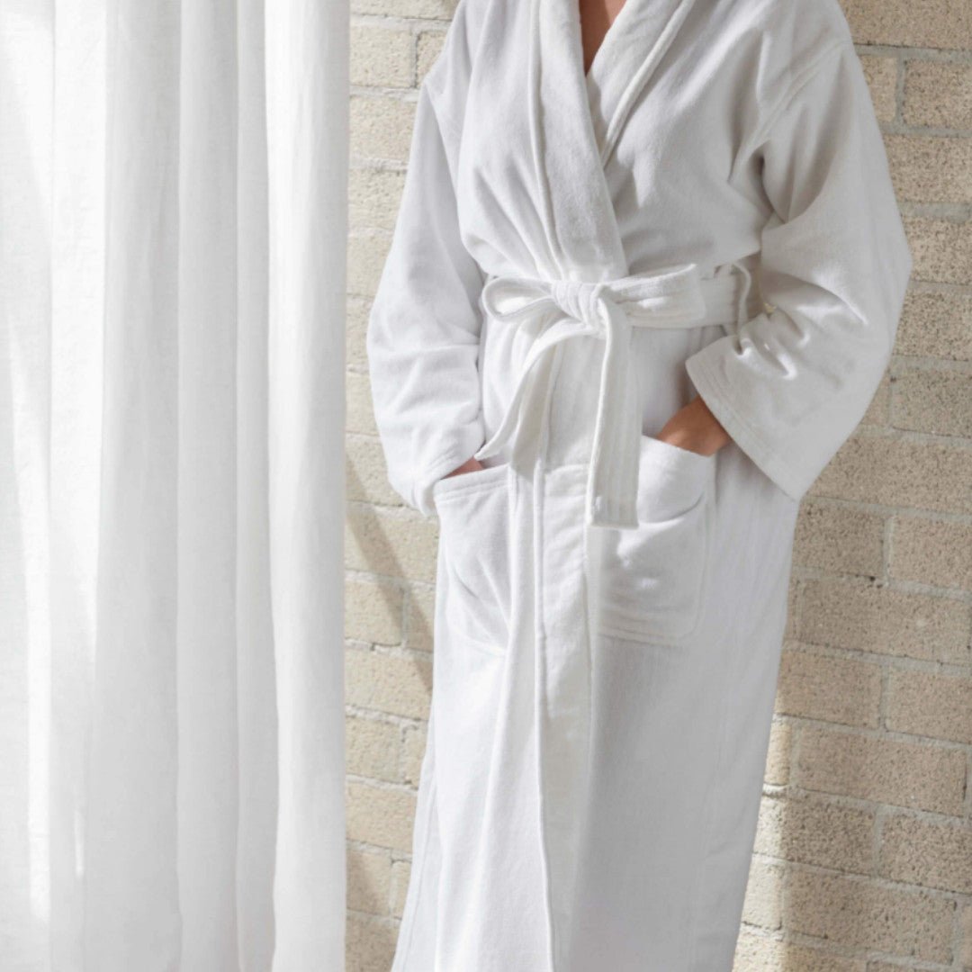 Resort White Velour Bathrobe - Suzie Anderson Home
