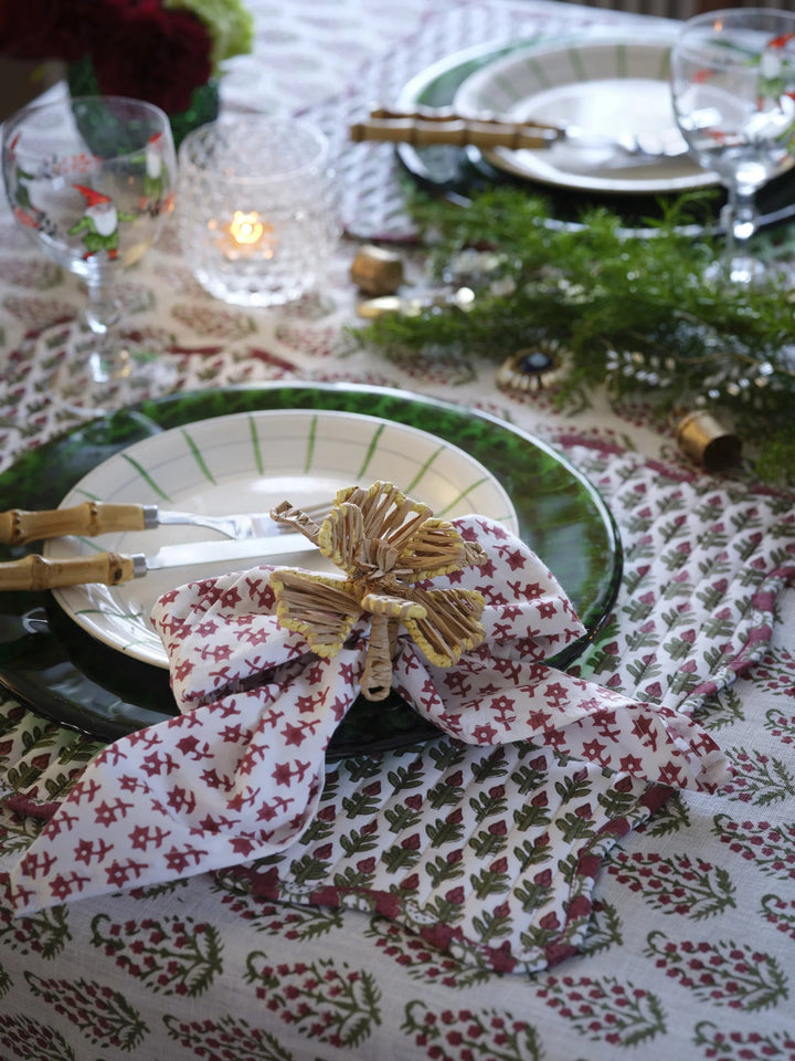 Reversible Paisley Quilted Organic Cotton Placemats | SET OF 2 | Red & Green - Suzie Anderson Home