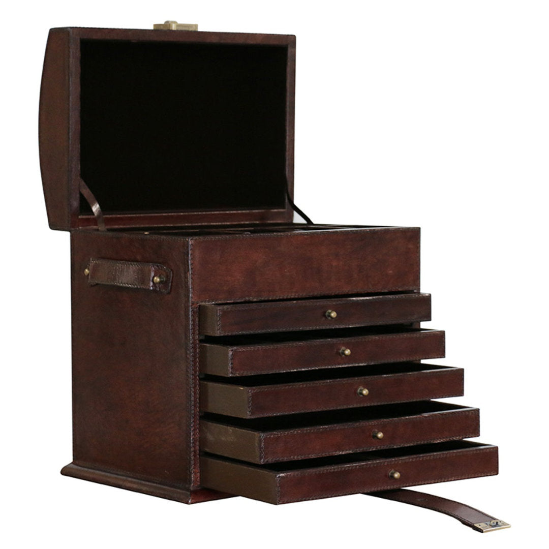 Ritz Grande Leather Jewellery Organiser | Dark Brown-Suzie Anderson Home
