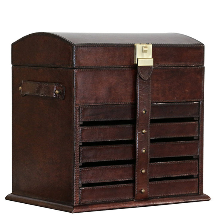 Ritz Grande Leather Jewellery Organiser | Dark Brown-Suzie Anderson Home
