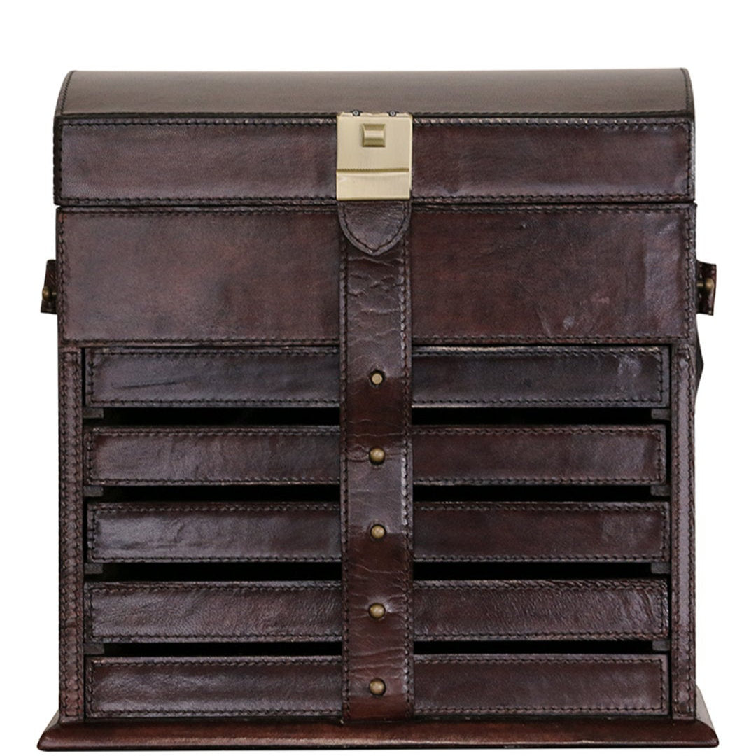Ritz Grande Leather Jewellery Organiser | Dark Brown-Suzie Anderson Home