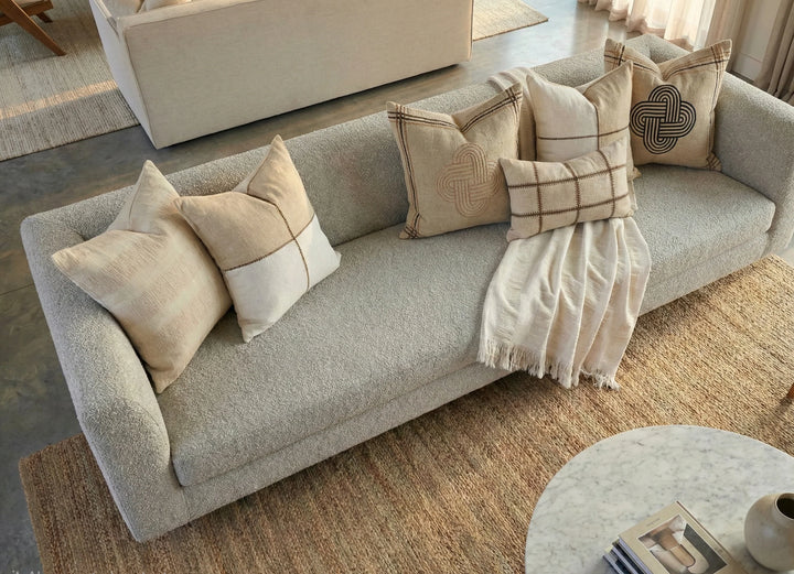 Sadie Linen Cushion Cover | Brown Bold Stitch | 40x60cm (Insert Sold Separately)