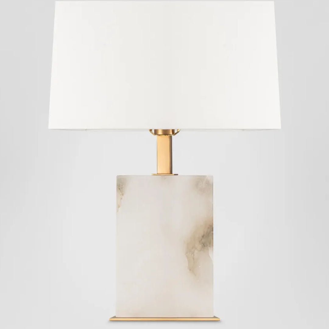 Roccoco Alabaster Table Light with Shade | W43 x D18 x H60cm - Suzie Anderson Home