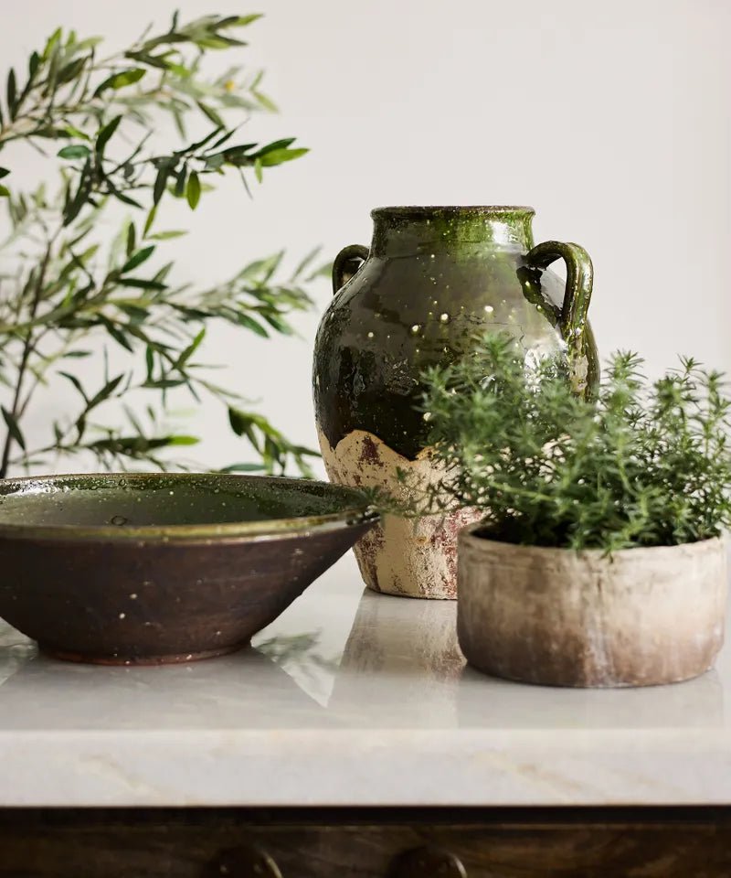 Romanesque Terracotta Glazed Urn | 36.5cmH - Suzie Anderson Home