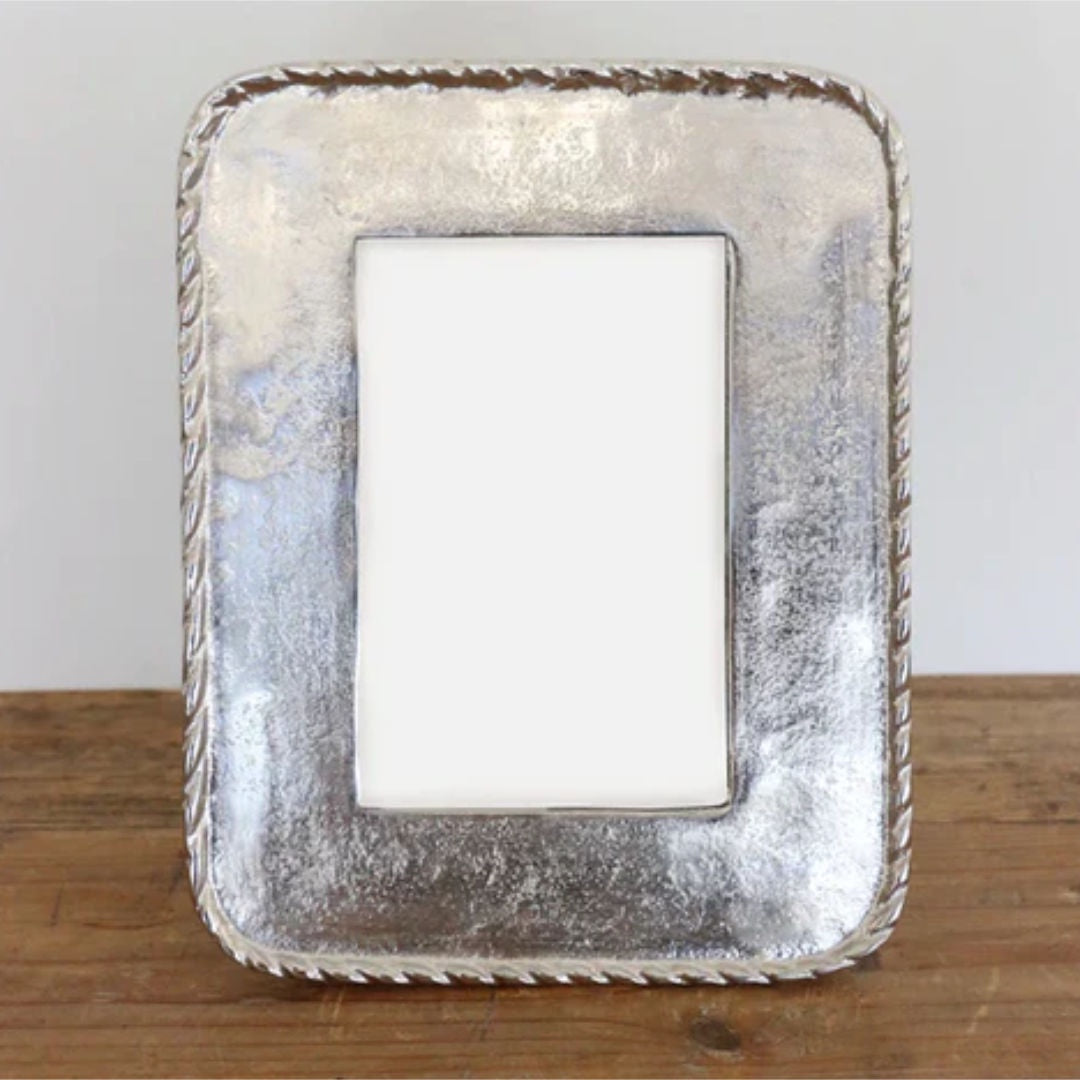 Rope Edge Photo Frame in Raw Nickel | 4"x6"-Suzie Anderson Home
