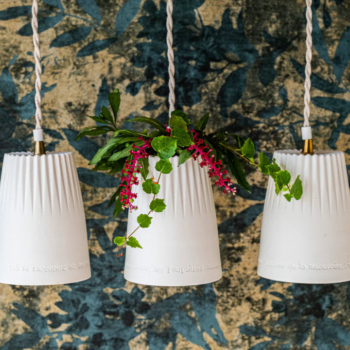 Rosalie | "In the Shadow of Silence" | Porcelain Pendant Light with Rosette #4 Ceiling Rose-Suzie Anderson Home