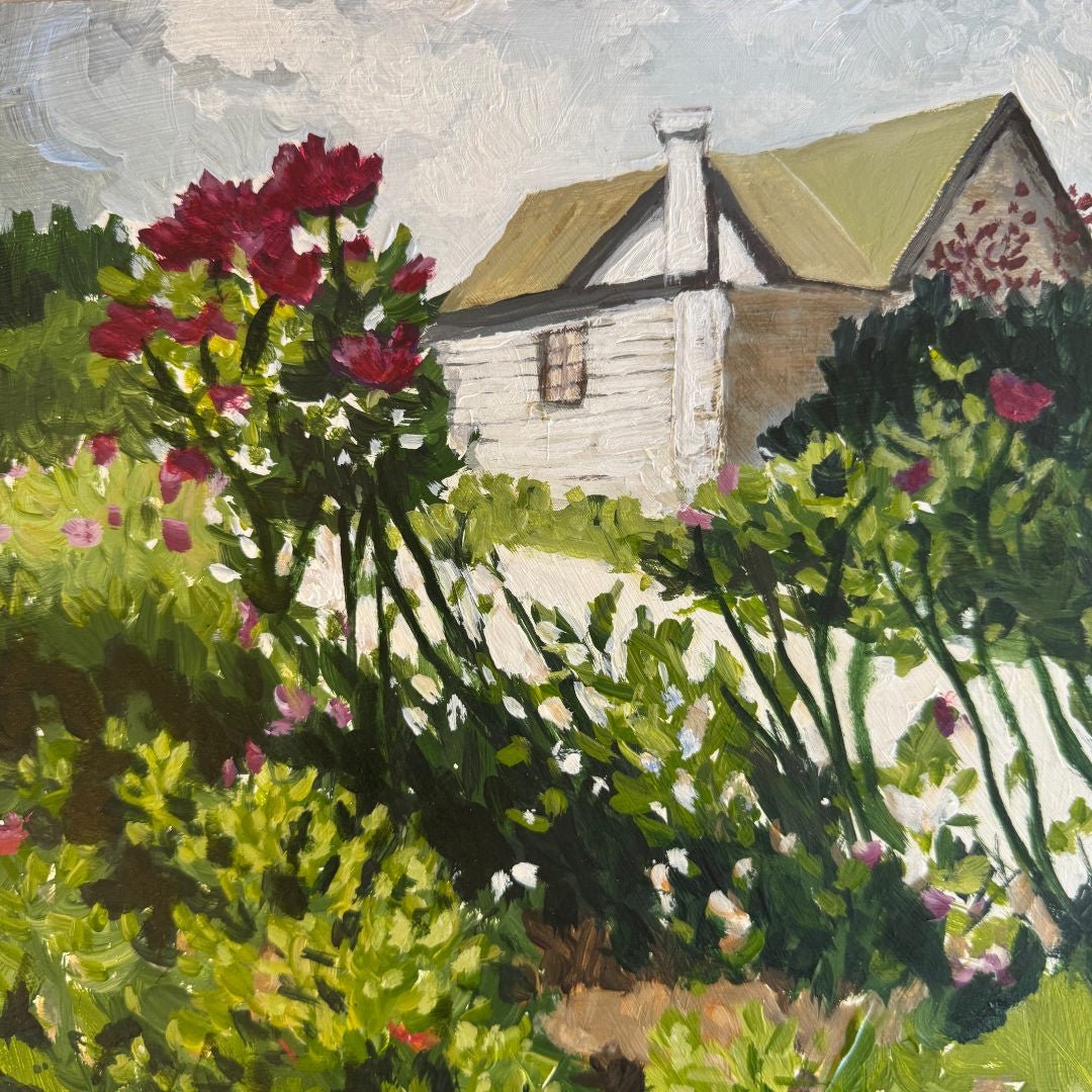 Roses at Red Cow Farm | Acrylic on Board 23.4x23.3cm | Jacqui Brown - Suzie Anderson Home