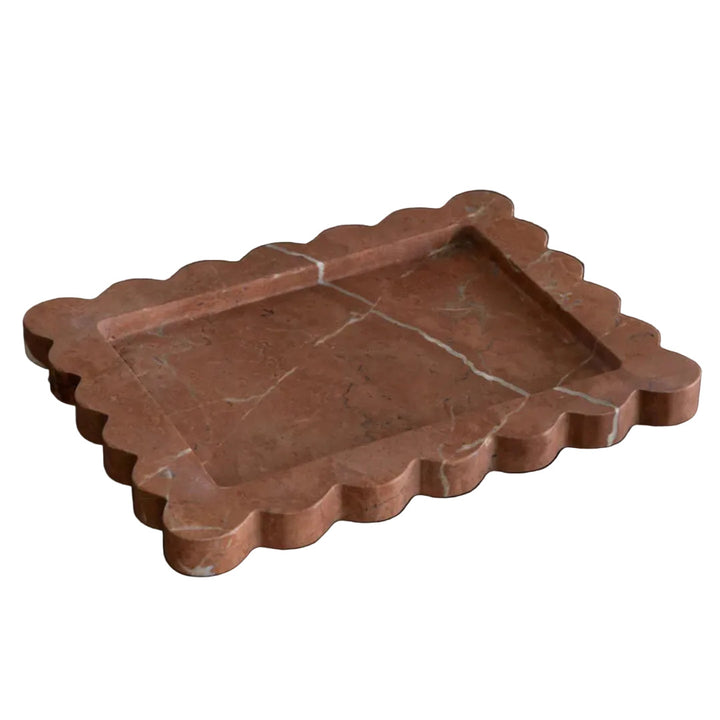 Palace Scalloped Marble Tray | Medium | Rosso Alicante
