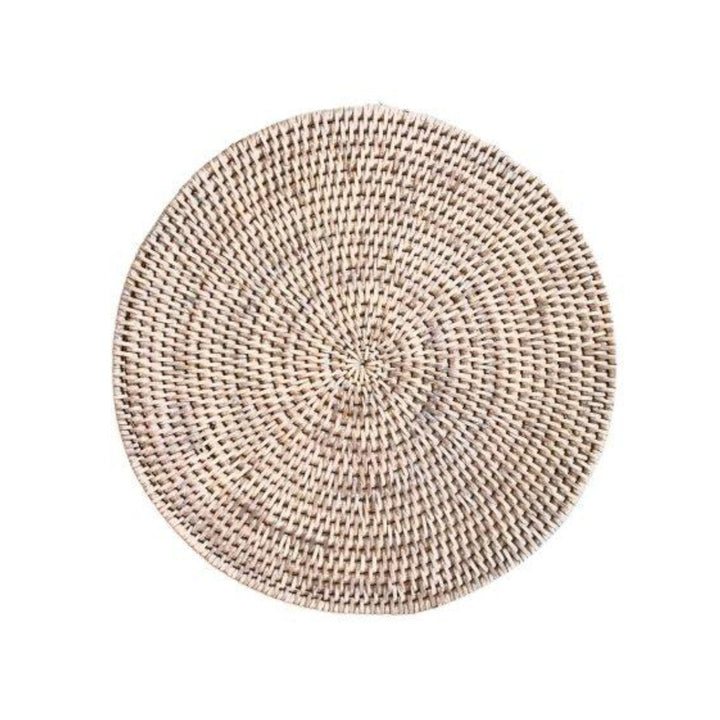 Round Rattan Placemat | White Wash-Suzie Anderson Home