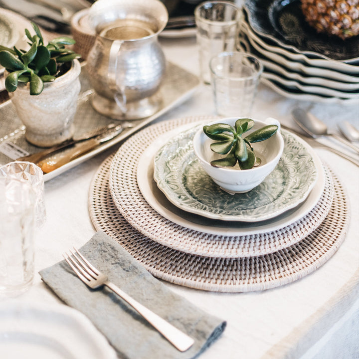 Round Rattan Placemat | White Wash-Suzie Anderson Home