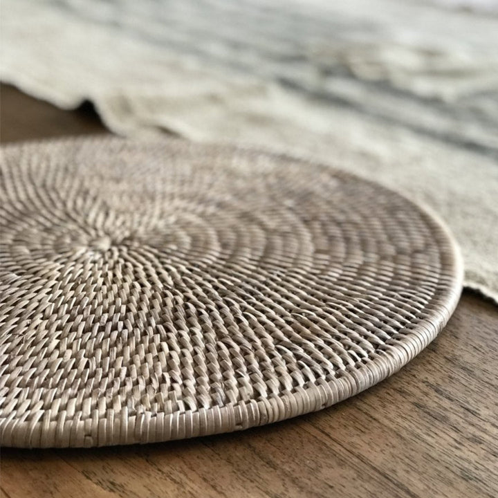 Round Rattan Placemat | White Wash-Suzie Anderson Home