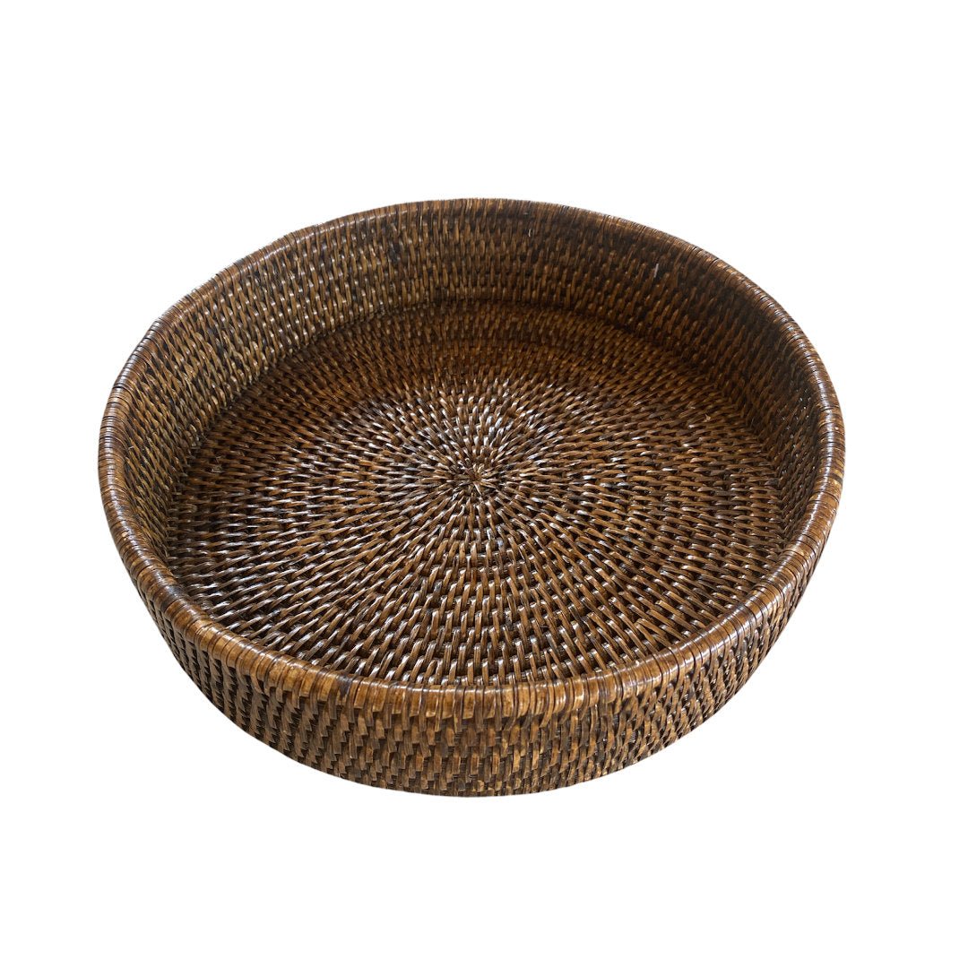 Round Rattan Tray | Antique Brown | SMALL SIZES - Suzie Anderson Home