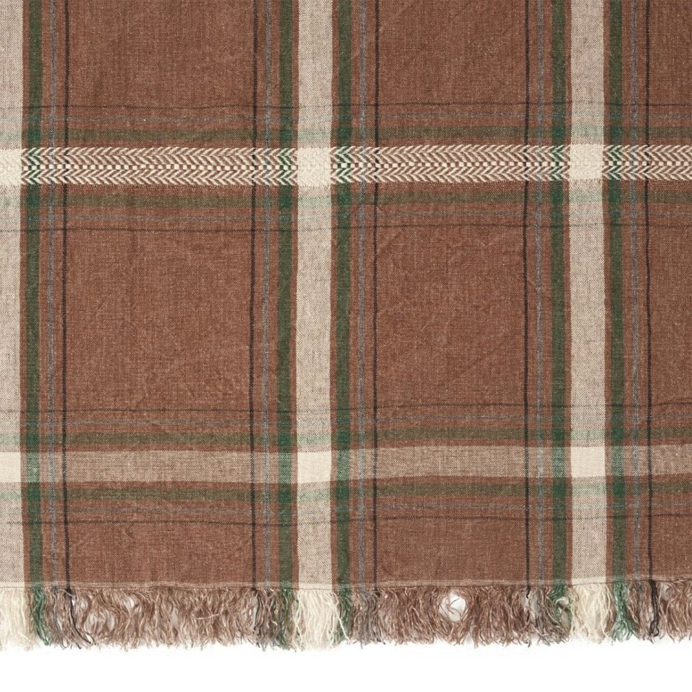 Rowan Check Linen Multi - Purpose Throw / Scarf / Curtain / Tablecloth | 140 × 180 cm - Suzie Anderson Home