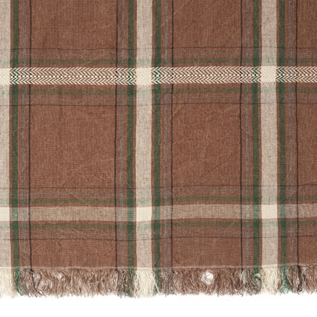 Rowan Check Linen Multi - Purpose Throw / Scarf / Curtain / Tablecloth | 140 × 180 cm - Suzie Anderson Home