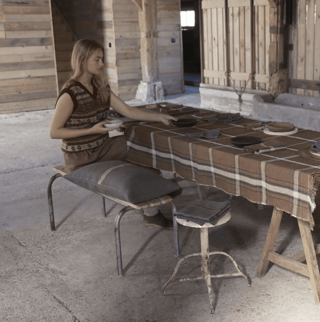 Rowan Check Linen Multi - Purpose Throw / Scarf / Curtain / Tablecloth | 140 × 180 cm - Suzie Anderson Home