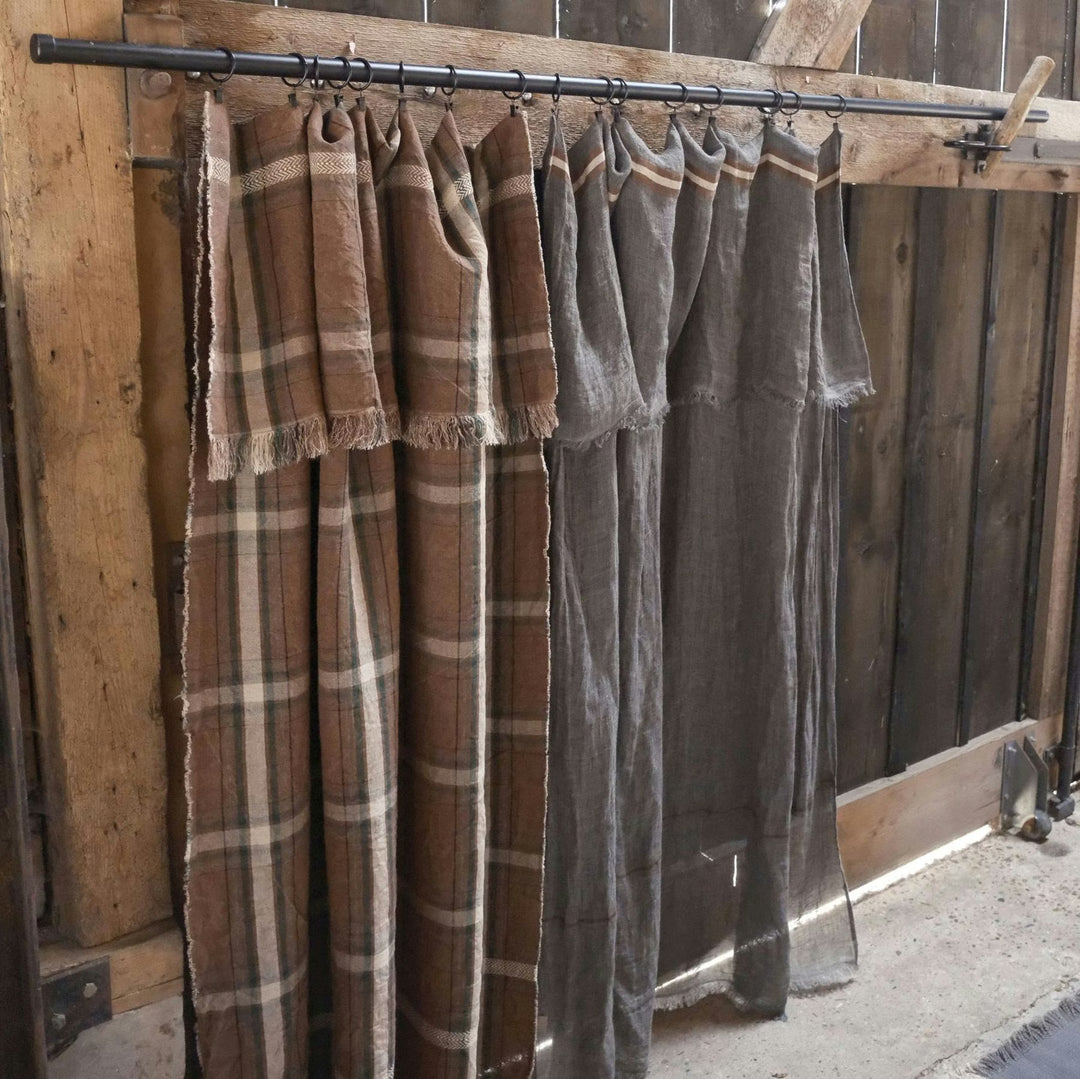 Rowan Check Linen Multi-Purpose Throw / Scarf / Curtain / Tablecloth | 140 × 180 cm