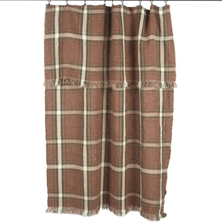Rowan Check Linen Multi-Purpose Throw / Scarf / Curtain / Tablecloth | 140 × 180 cm