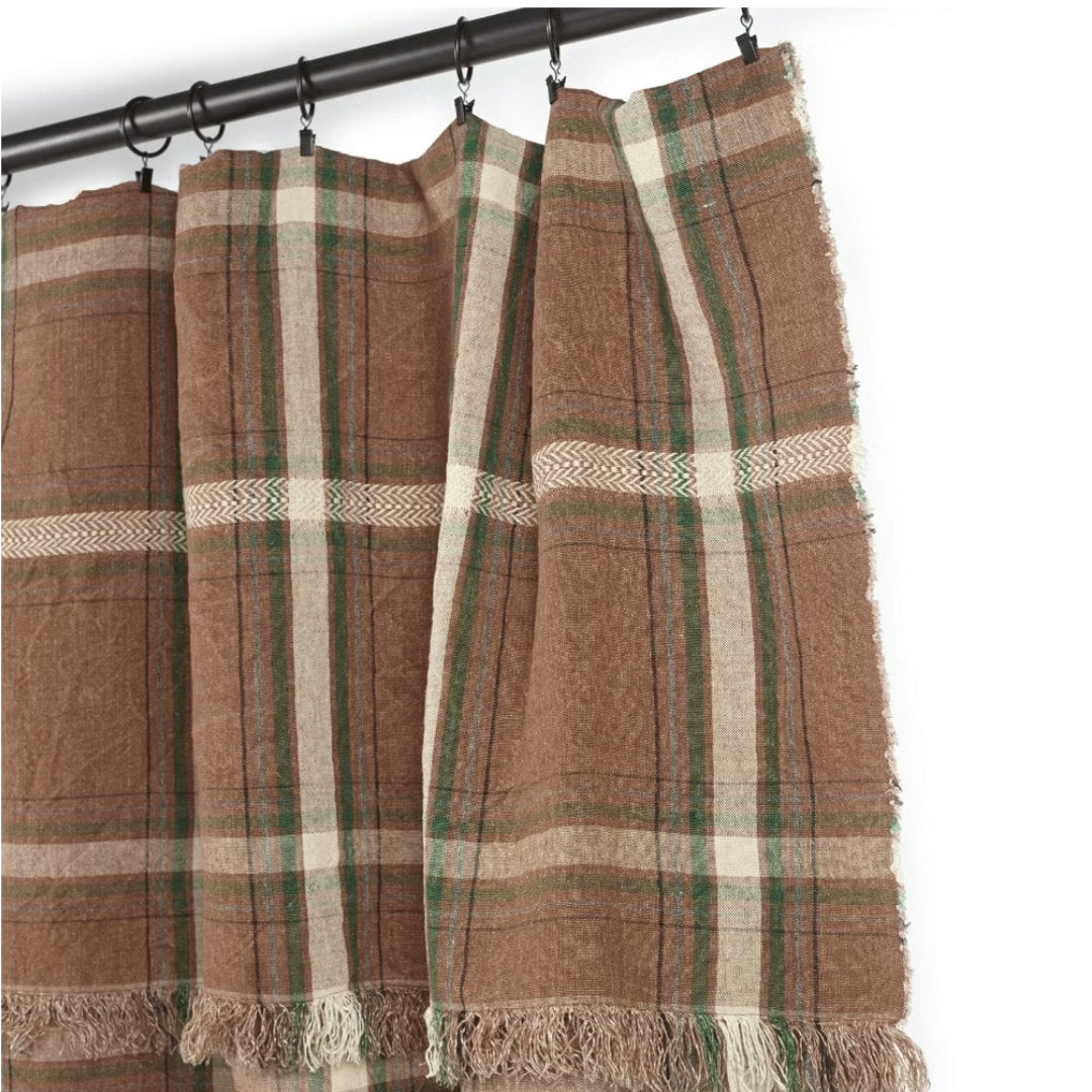 Rowan Check Linen Multi-Purpose Throw / Scarf / Curtain / Tablecloth | 140 × 180 cm